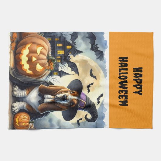 Halloween Witch Dog Kitchen Towels キッチンタオル (横)