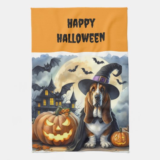Halloween Witch Dog Kitchen Towels キッチンタオル (縦)