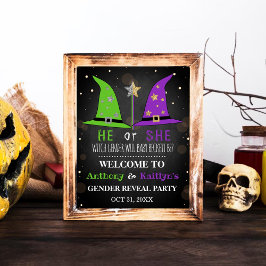 Halloween Witch Gender Reveal Party Welcome Sign ポスター