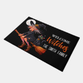 Halloween Witch Horror Black Cat Fullmoon ドアマット (アングル)