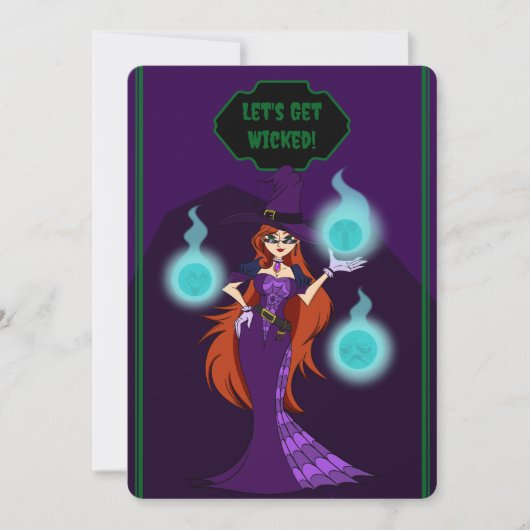 Halloween Witch Invitation Card セーブザデート (正面)