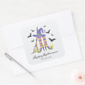 Halloween Witch Legs and Hat スクエアシール (封筒)