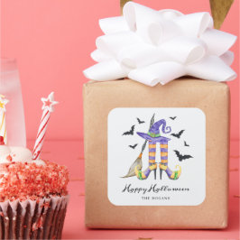 Halloween Witch Legs and Hat スクエアシール