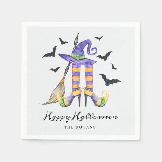 Halloween Witch Legs and Hat スタンダードカクテルナプキン (正面)