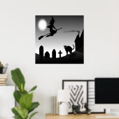 HALLOWEEN WITCH SILHOUETTE ポスター (ホームオフィス)