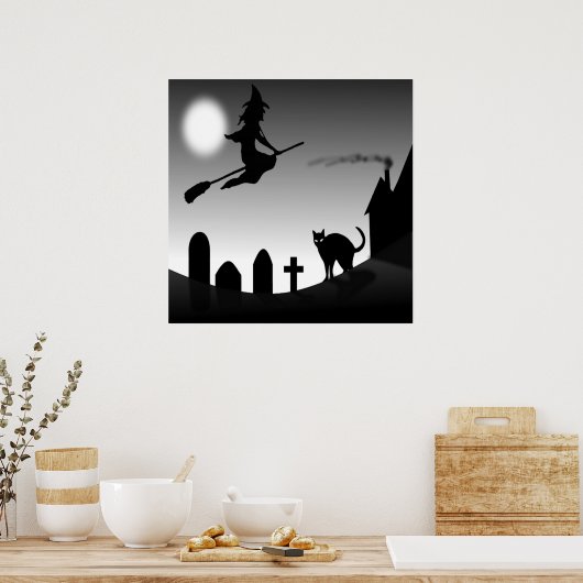 HALLOWEEN WITCH SILHOUETTE ポスター (キッチン)