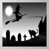 HALLOWEEN WITCH SILHOUETTE ポスター (正面)