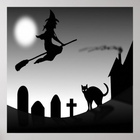 HALLOWEEN WITCH SILHOUETTE ポスター (正面)