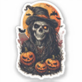 Halloween Witch Skulls – Spooky Gothic Witchcraft シール (正面)