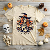 Halloween Witch Spell among Skulls Tシャツ