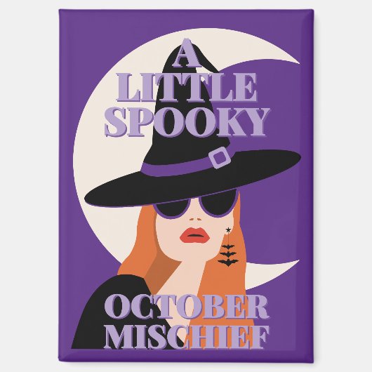Halloween Witch Spooky October Mischief Purple マグネット (正面)