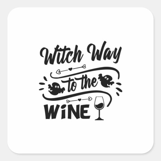 Halloween Witch Way To The Wine Birthday スクエアシール (正面)