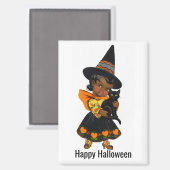 Halloween Witch With Cat Magnet マグネット (正面/裏面)