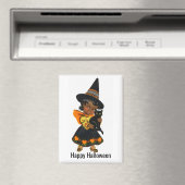 Halloween Witch With Cat Magnet マグネット (インサイチュ (食洗機))