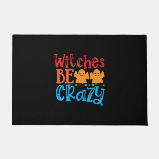 Halloween Witches Be Crazy Birthday ドアマット (正面)
