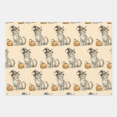 Halloween Witches, Fall Pumpkins, Autumn Geometric ラッピングペーパーシート (正面2)