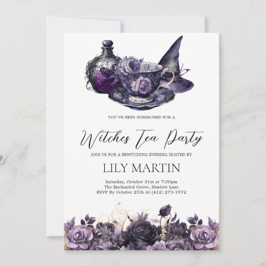 Halloween Witches Tea Party 招待状 (正面)