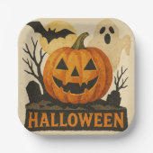 Halloween with a sensual collage technique ペーパープレート (正面)