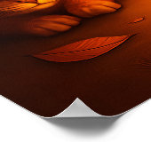 Halloween with Cat Orange Digital Art ポスター (角)