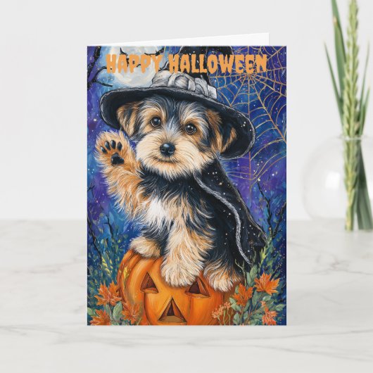 Halloween Yorkshire Terrier Dog シーズンカード (正面)