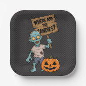Halloween Zombie Cartoon et drôle ペーパープレート (正面)