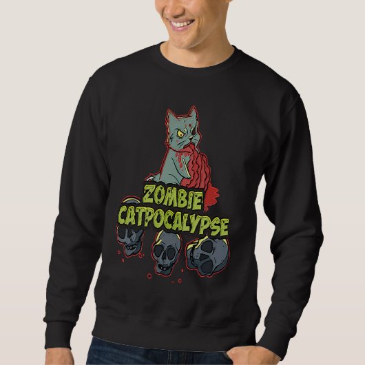 Halloween Zombie Cat Apocalypse  Kitty  Party スウェットシャツ (正面)