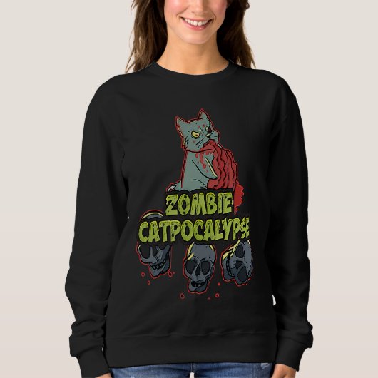 Halloween Zombie Cat Apocalypse  Kitty  Party スウェットシャツ (正面)