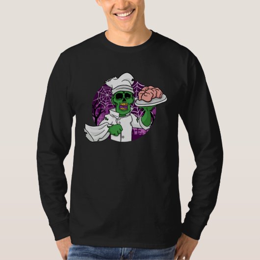 Halloween Zombie Chef Chef Brain Kitchen Tシャツ (正面)