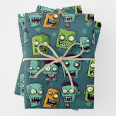 Halloween zombie design with green background ラッピングペーパーシート (インサイチュ)