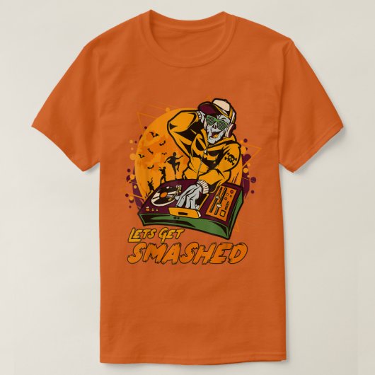 Halloween Zombie Jack O Lantern Dj Party Lets Get Tシャツ (デザイン正面)
