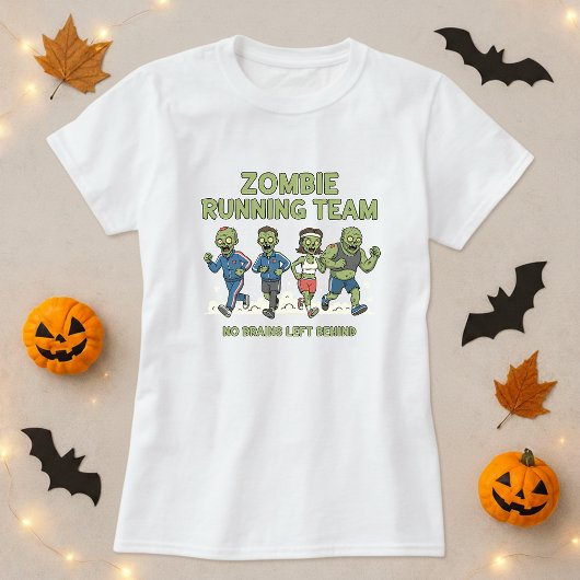 Halloween Zombie Running Team Tee; No Brains Left Tシャツ