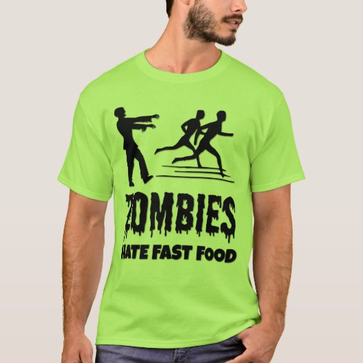 Halloween Zombies Hate Fast Food Joggers Funny Tシャツ (正面)