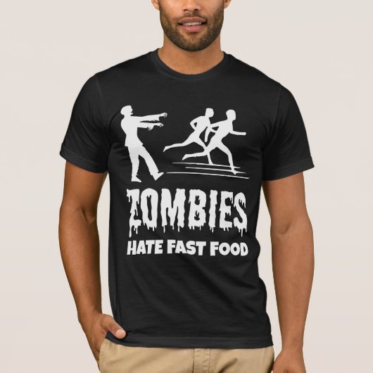 Halloween Zombies Hate Fast Food Joggers Funny Tシャツ (正面)