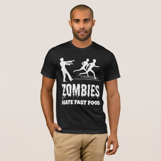 Halloween Zombies Hate Fast Food Joggers Funny Tシャツ (正面フル)