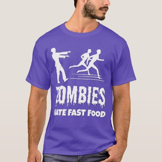 Halloween Zombies Hate Fast Food Joggers Funny Tシャツ (正面)