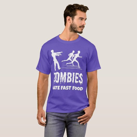 Halloween Zombies Hate Fast Food Joggers Funny Tシャツ (正面フル)