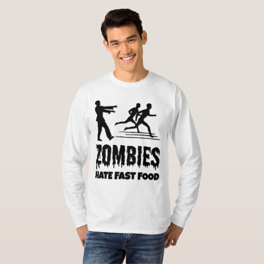 Halloween Zombies Hate Fast Food Joggers Funny Tシャツ (正面フル)