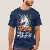 HallowHorned Magic Spooky Halloween Unicorn retro Tシャツ (正面)