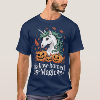 HallowHorned Magic Spooky Halloween Unicorn retro Tシャツ