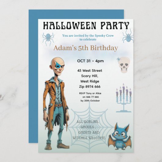 Hallowwen Birthday Party Invitation 招待状 (正面/裏面)