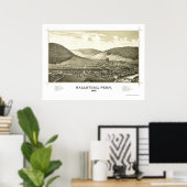 Hallstead, PAパノラママップ – 1887 ポスター (ホームオフィス)