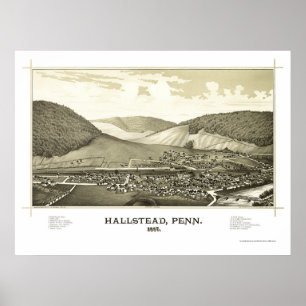 Hallstead, PAパノラママップ – 1887 ポスター