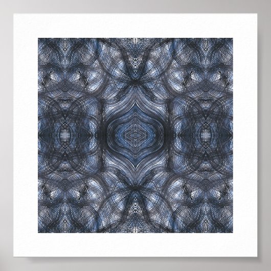 Hallways Blue Abstract Watercolor Art ポスター (正面)