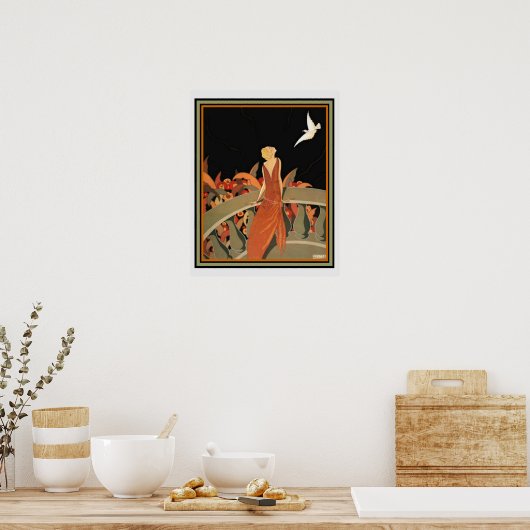 Halouze Ca 1925 16 x 20著「Le Messager」 ポスター (キッチン)