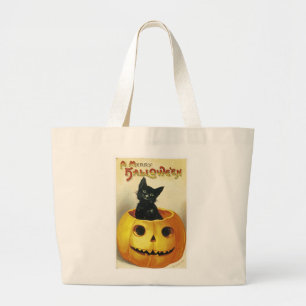 Haloweenのメリーな子ネコ ラージトートバッグ