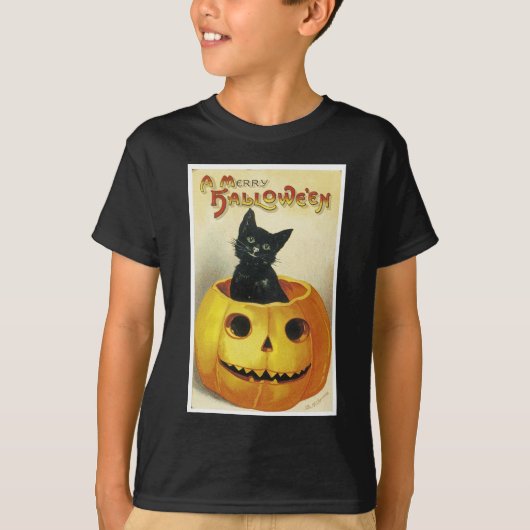 Haloweenのメリーな子ネコ Tシャツ (正面)