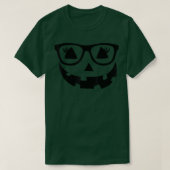 Haloween Jackolantern Pumpkin Face Black Glasses W Tシャツ (デザイン正面)