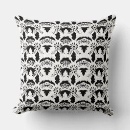 Hälsingemönster - Pillow - Schablon Leaves Black クッション