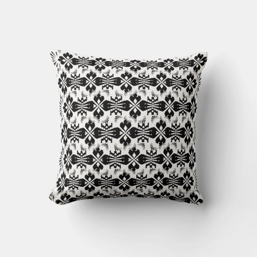 Hälsingemönster - Pillow - Schablon Ornament Black クッション (正面)