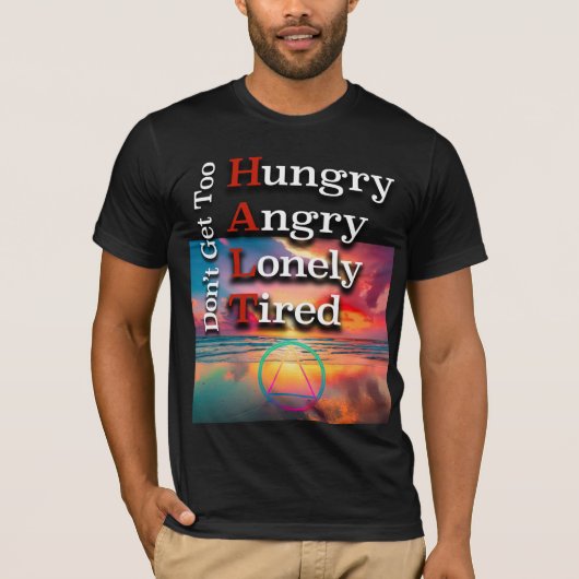 HALT回復スローガンサンライズ Tシャツ (正面)